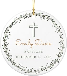 Personalized Cross Ceramic Ornament 2025, Baptism Gift for Boy Girl Godchild Gift, Custom Baptized Christening or any Ceremony, or First Communion Keepsake For Parents Religious, Gift of Faith Present