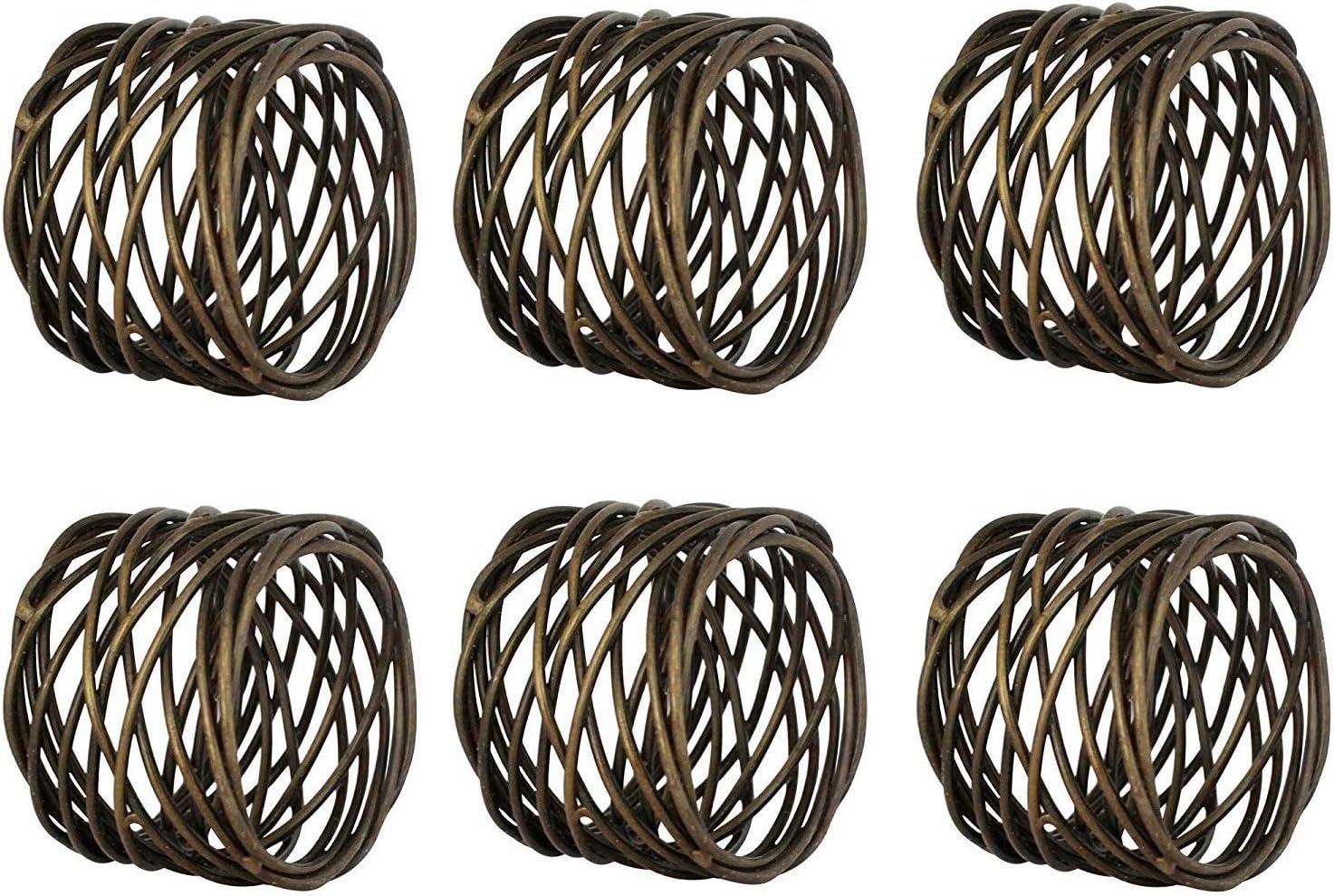 Kaizen Casa Handmade Round Mesh Napkin Rings Holder for Dinning Table Parties Everyday, Set of 6 (Antique Brass) : Home & Kitchen