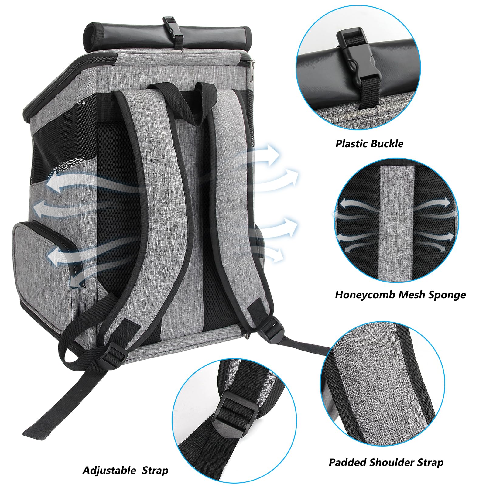 Cat Backpack, Foldable Pet Carrier Backpack for Cats and Small Dogs Dog Rucksack with Ventilated Design Inner Safety Strap - Image 4