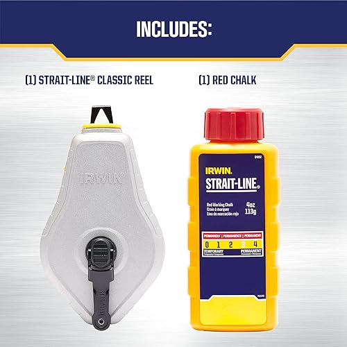 Miniatura 2 de IRWIN Tools STRAIT-LINE Chalk Line, Classic Reel, Red, 100 ft (IWHT48441RC)