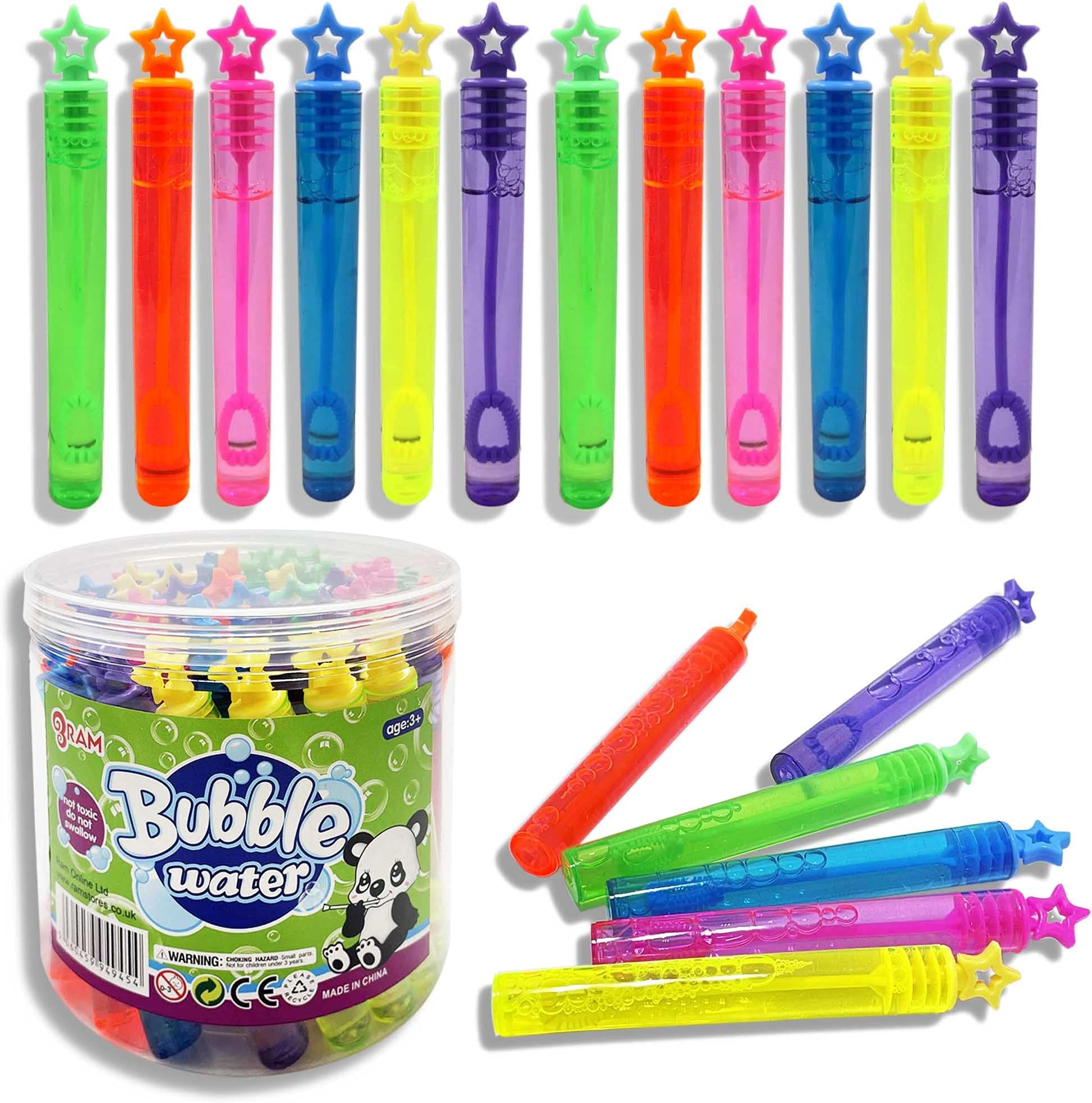 Ram Bubbles For Kids, Pack of 48 Bubble Wands With 5ml of Bubble Mixture, Fun Garden Toys For Kids, Party Bag Fillers For Birthday Parties, Gifts For Girls Boys 3+
