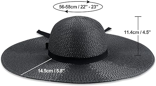 Miniatura 4 de IRIS CRAFT Sombrero de paja de ala ancha para playa, con protección UV, UPF50, para viaje, para verano, con protección UV, L