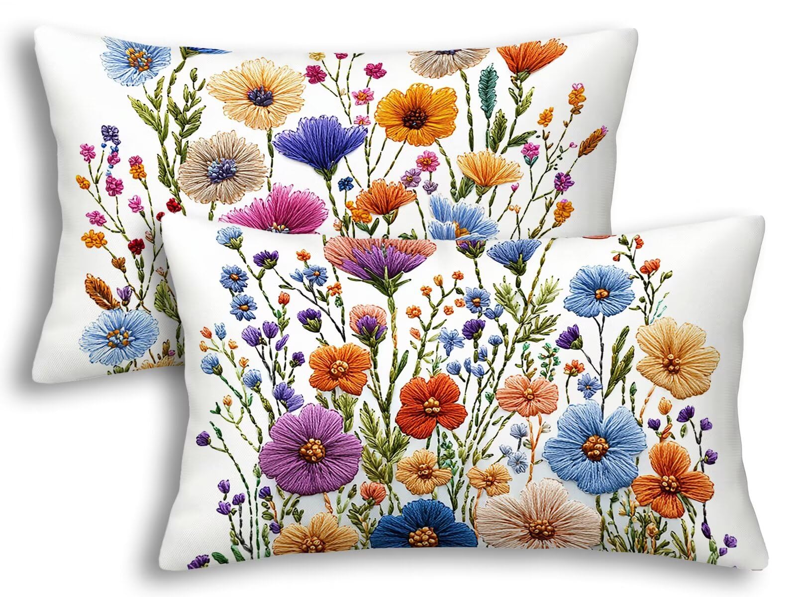 Taie oreiller 40x60 double face motif fleur lot de 2 coussins de salon