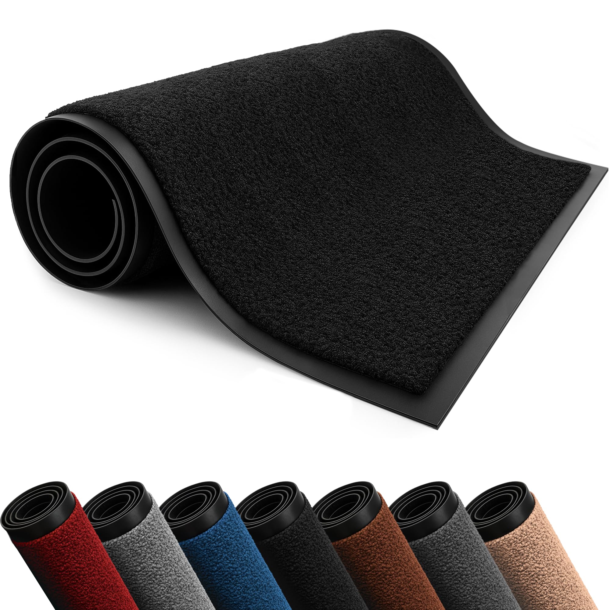 Lexell Door Mats Indoor, Highly Absorbent Washable Doormat, Heavy Duty Non-Slip Rubber Backed Floor Mats for Front & Back Door (Black, 60 cm x 120 cm)