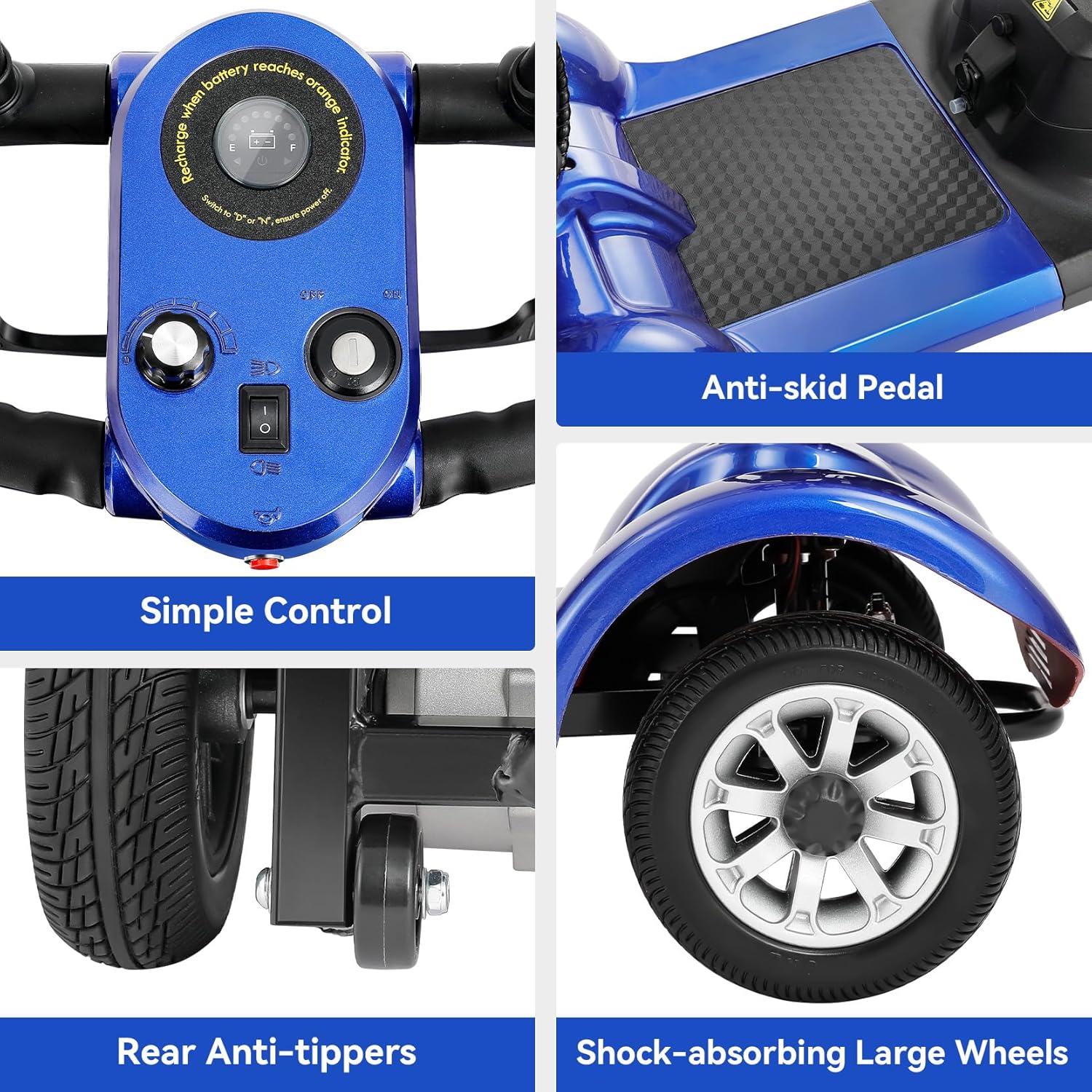 WheelWavi Powered Mobility Scooter, 4-Wheel Foldable Electric Scooter for Seniors & Adults – Heavy Duty Travel Model with 330 lbs Capacity, 350W Motor, Long-Lasting Battery, Front Basket & LED-14.9MI