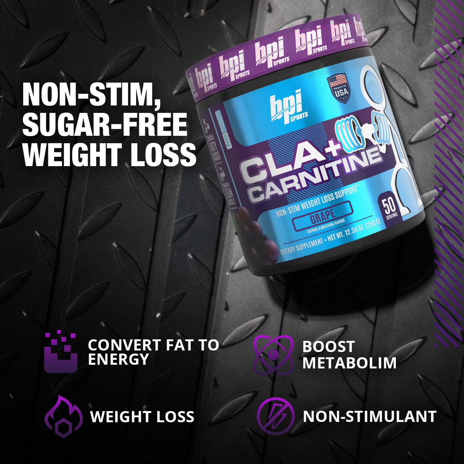 BPI Sports CLA+Carnitine – Metabolism & Lean Muscle, Grape, 50 Servings — Amazon image 5
