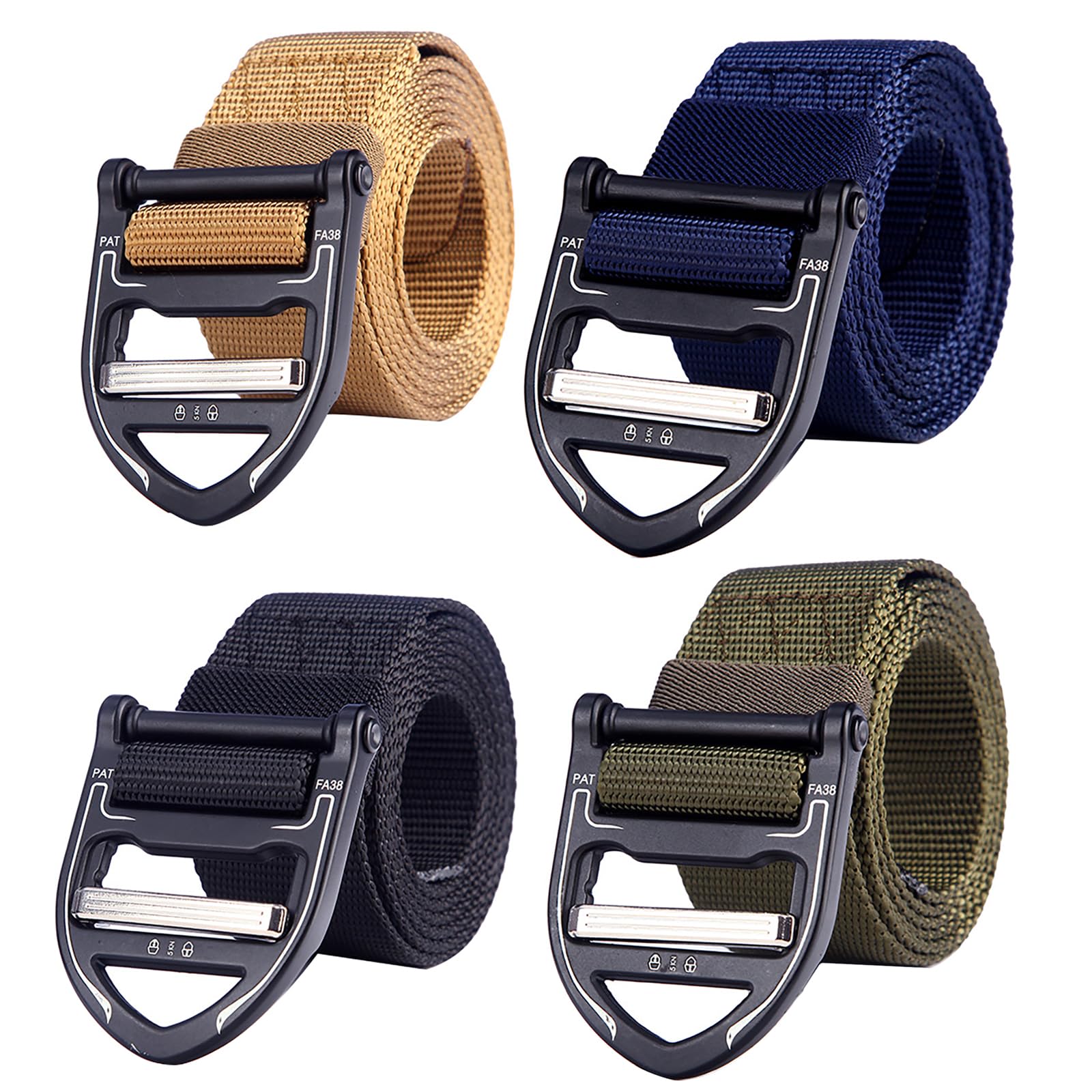 Herren-Nylon-Gürtel, Länge 125 cm, Militär-Stil, robuster Arbeitsgürtel, leicht, atmungsaktiv, Gürtel für Militär, Outdoor-Sport und den täglichen Gebrauch