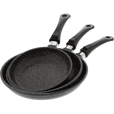 Set De 3 Poêles Induction KARL HAUSMANN - 20+24+28 Cm - Revêtement Granit Antiadhésif Sans PFAS - Aluminium Léger - Compatible Tous Feux