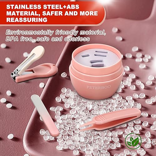 Miniatura 6 de Peterboo - Kit de uñas para bebé, juego de cuidado de uñas 4 en 1 con bonito estuche de retoño, cortaúñas para bebés, tijeras, lima de uñas y