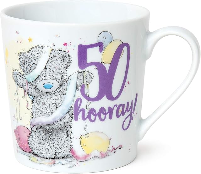 Me to You 50th Birthday Tatty Teddy Boxed Mug, Ceramic, Blue,gold,grey
