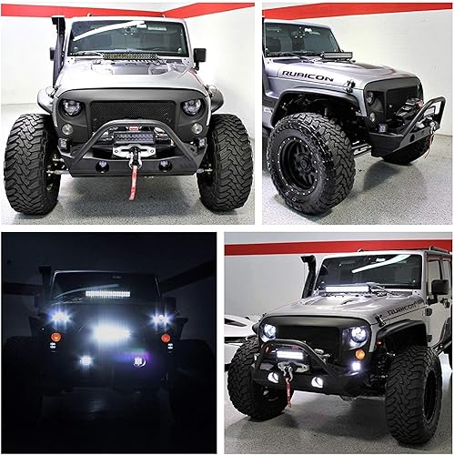 Miniatura 6 de iJDMTOY Kit de barra de luz LED de 20 pulgadas de montaje en capó compatible con Jeep Wrangler JK 2007-17, incluye (1) barra de luz LED de alta