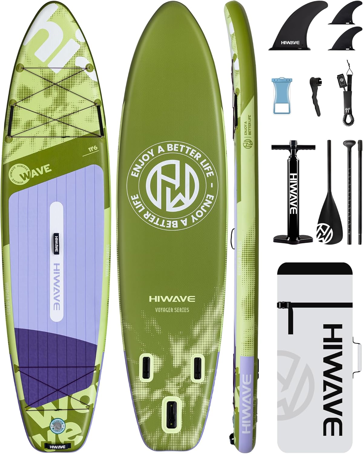 HIWAVE Extra Wide 35” Stand Up Paddleboard for Lake, Ocean and Yoga Touring, 11'6" * 35" *6", Enhanced Balance Stable All Around SUP, 450 lb High Weight Capacity, for Beginners, Intermediate