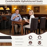 Vista 4 de SUPER DEAL Juego de 4 sillas de comedor de piel sintética con patas de madera, resistentes al agua y al aceite, elásticas, sillas de cocina