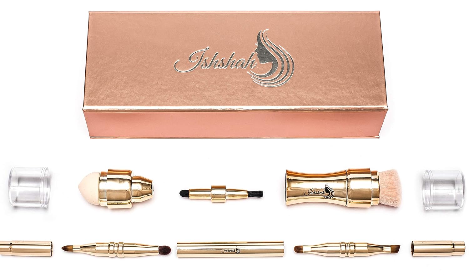 Makeup Brush Set, Kit,Set De Regalo De Pincel De Maquillaje, In A Beautiful Rose Gold Gift Box, Are Easy To Use, 4 in 1 Compact Cosmetic Brushes. : Beauty & Personal Care