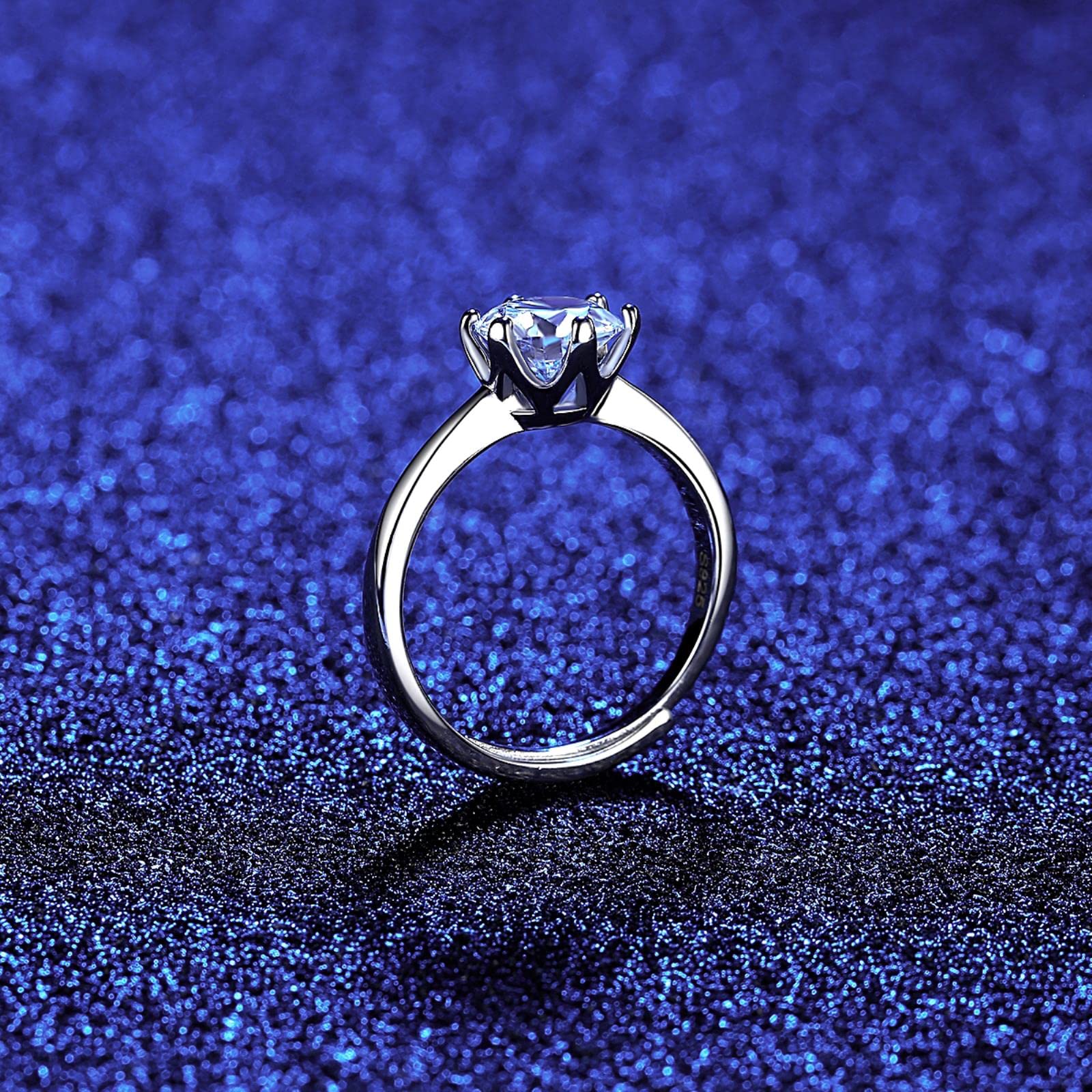 Anillos Ajustables Abiertos De Promesa De Diamante De Moissanita De 1 Quilate para Mujer, Joyería De Compromiso De Boda De Plata De Ley 925