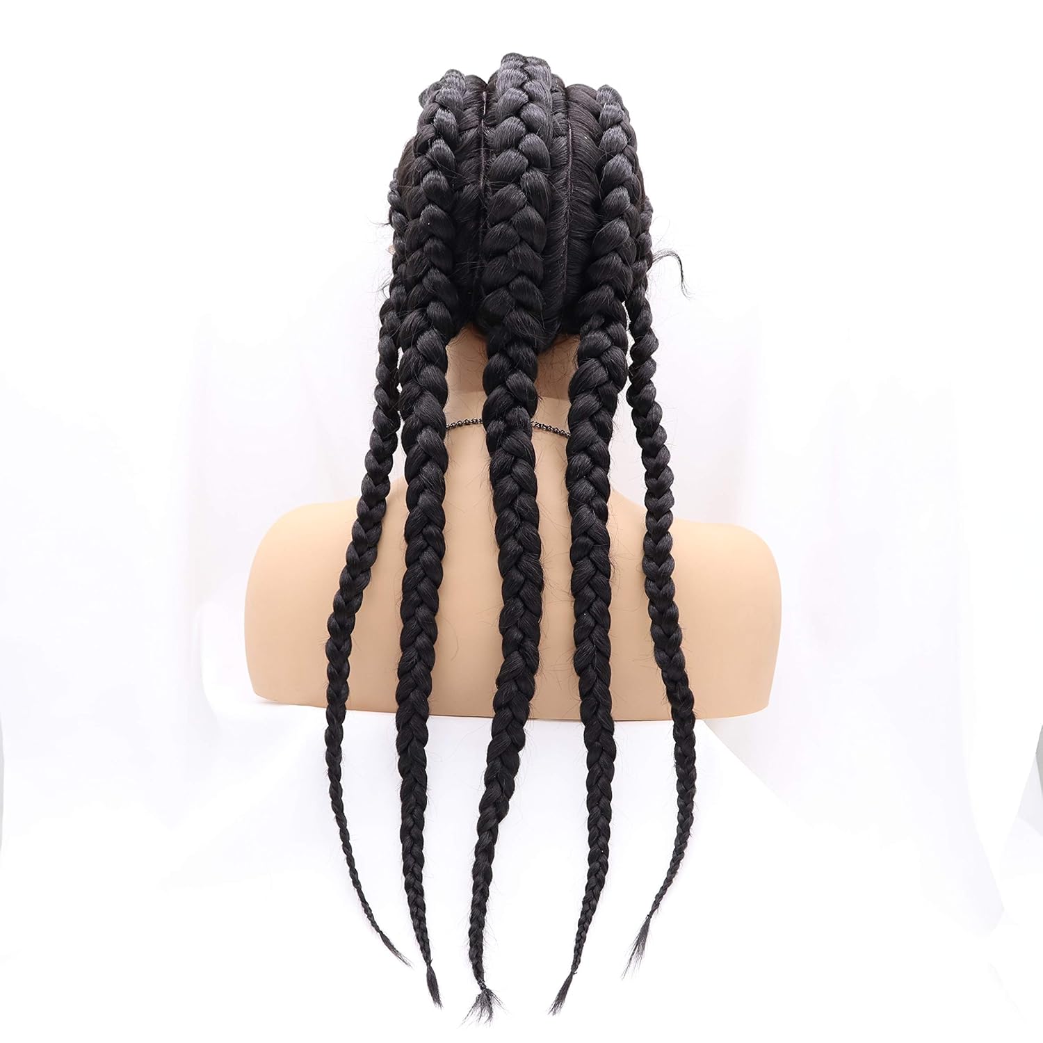 xiweiya Twist Dutch Braids Long Black Lace Front Braids Wig 5 Braids Box Braids Cornrow Braided Wig with Baby Hair Crochet Braids Hair Natural Hairline Xpression Braiding Hair For Women