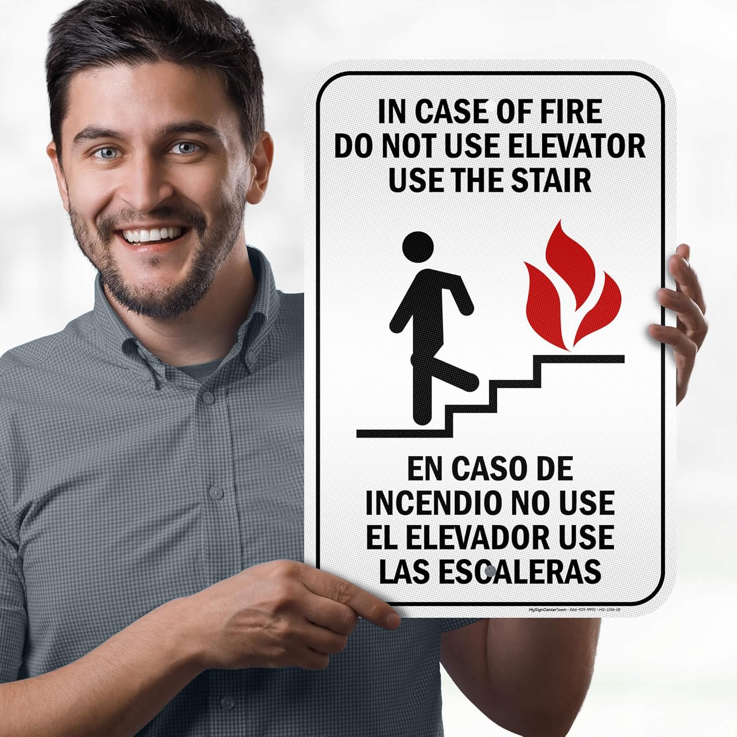 in Case of Fire Do No Use Elevator Use Stair Sign, 12"x18" Aluminum Reflective, Indoor/Outdoor Use, USA MADE By My Sign Center