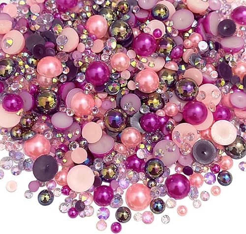 Mezcla de diamantes de imitación de resina con parte trasera plana 176oz perlas medias redondas tamaño mixto 031 a 031 pulgadas diamantes de