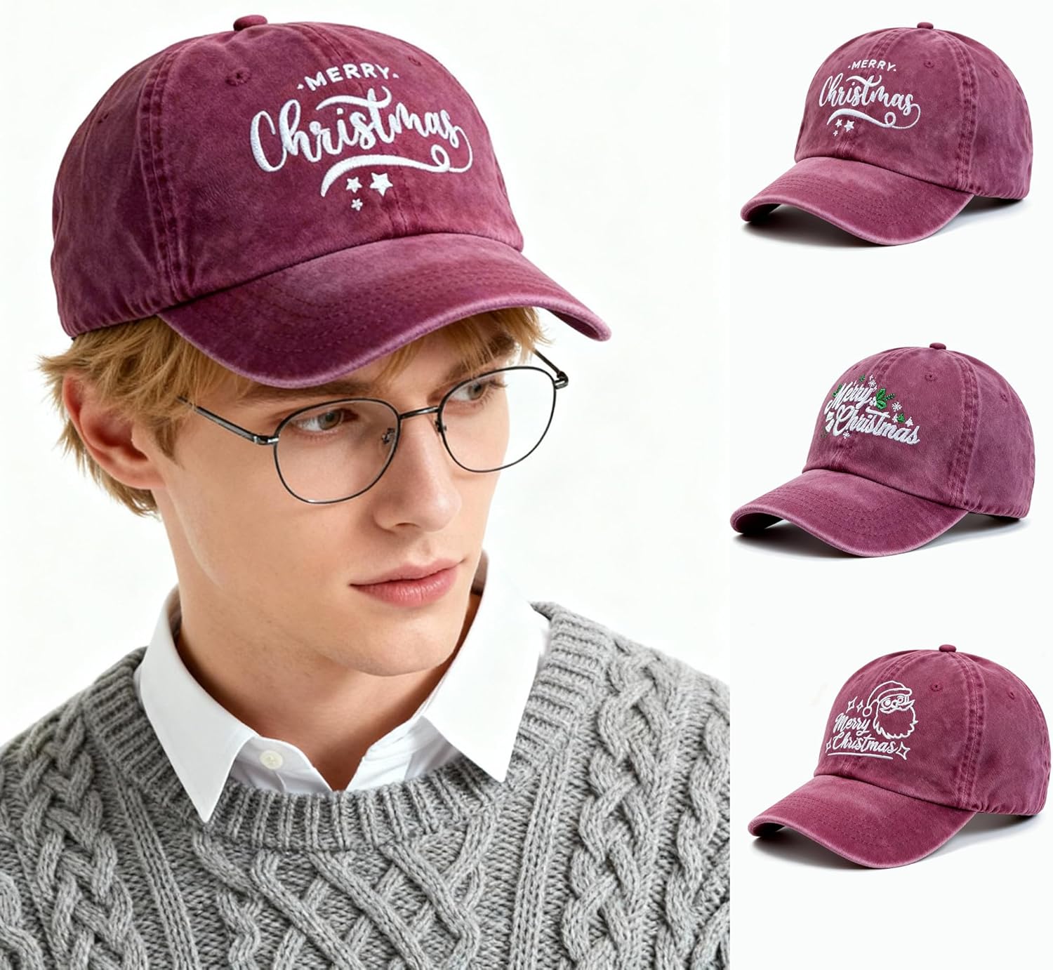 Christmas Baseball Cap Xmas Hat for Men Women, Santa Hat Cotton Embroidered Funny Merry Christmas GIifts - Image 2