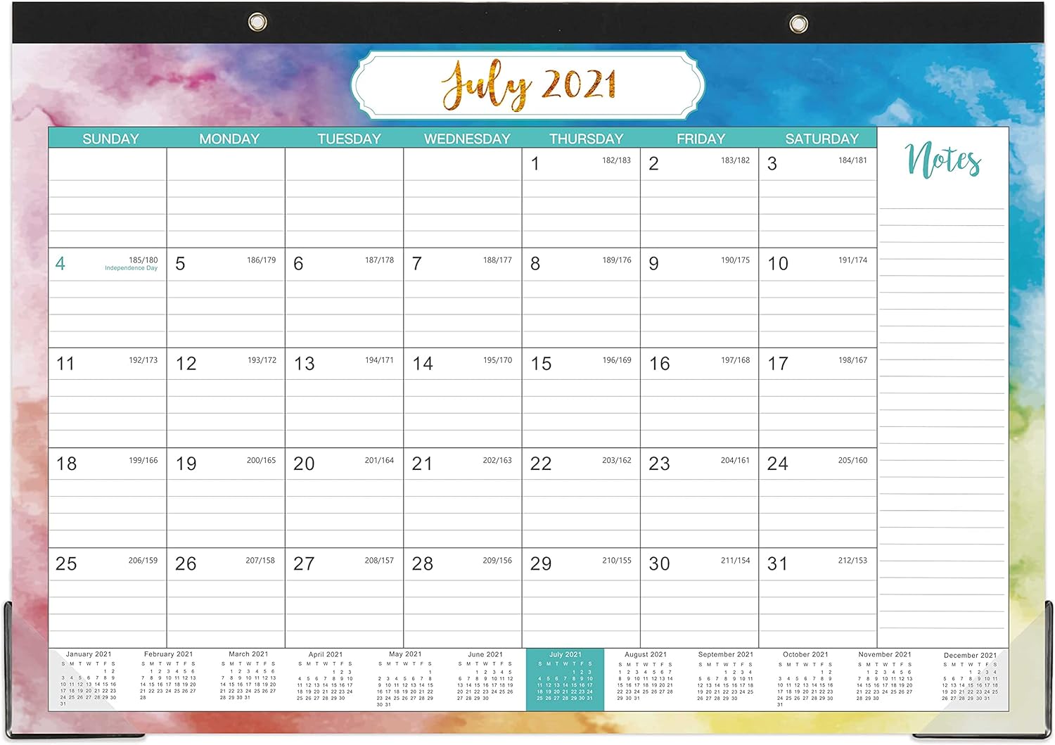 2021-2022 Desk Calendar - Yearly Desk Calendar 2021-2022, Desk/Wall Monthly Calendar Pad, 17" x 12", July 2021 - December 2022, Ruled Blocks : Everything Else