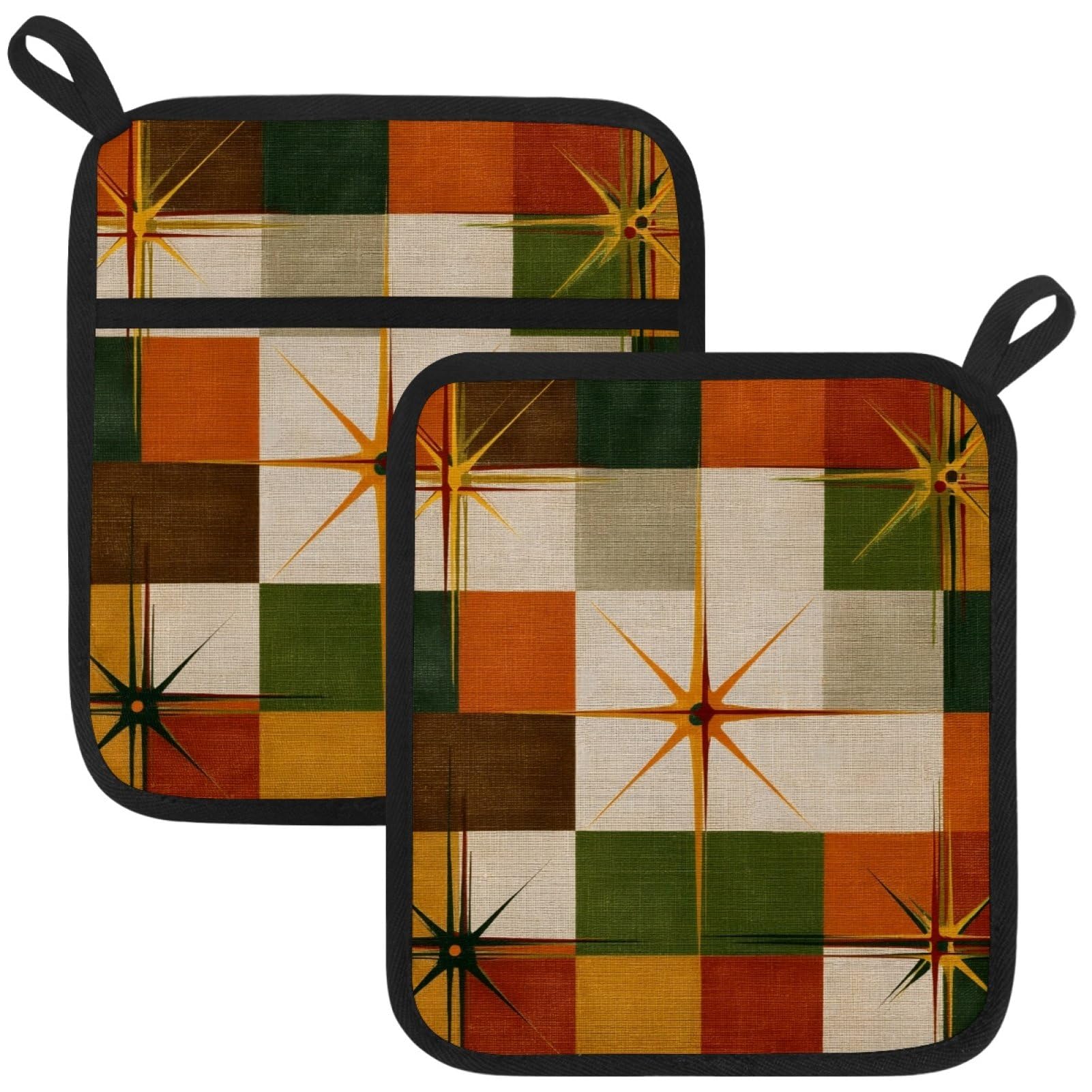 VAPOKF Abstract Heat Resistant Pot Holders, Thick Pot Holders Pad with Hanging Loop for Kitchen, Oven Cloth Pads for Kitchen Baking Microwave Oven