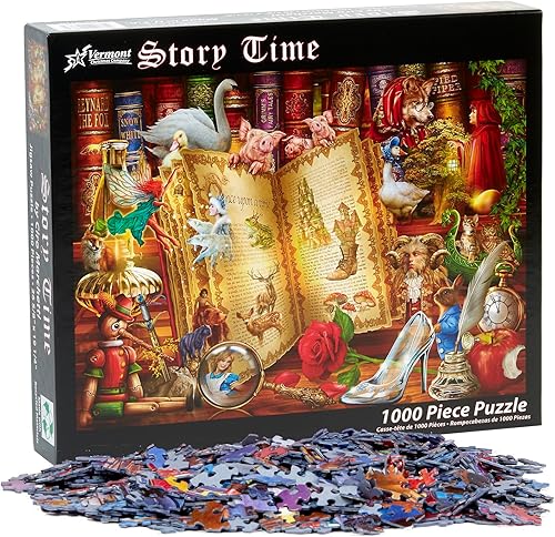 Miniatura 5 de Vermont Christmas Company Rompecabezas de 1000 piezas con piezas totalmente entrelazadas y de forma aleatoria, rompecabezas de cuento de hadas de