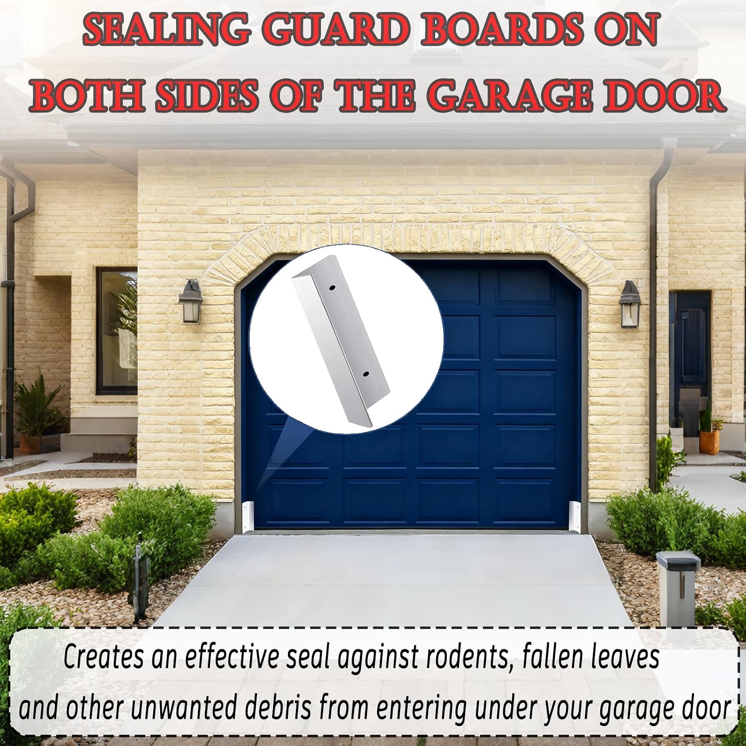 4 Pcs Garage Door Mouse Guard, Garage Door Seal Guards Rustproof Side Seal, Sunscreen Moisture Proof Permanent Fix Garage Door Seal Guards to Prevent Mouse Fallen Leaves and Snake Entry
