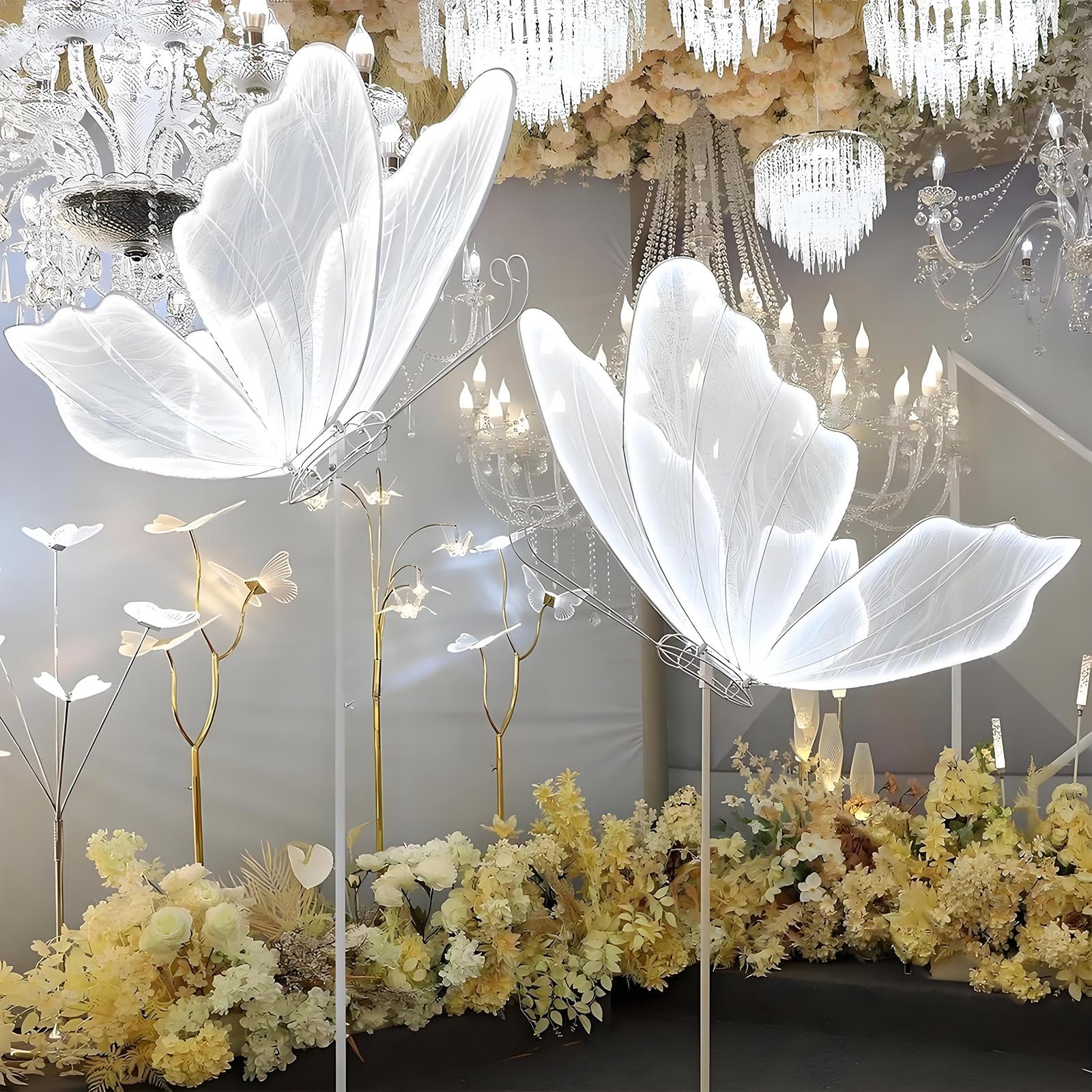 2 Luces LED de mariposa para pasillo nupcial con sistema dual de montaje limpio