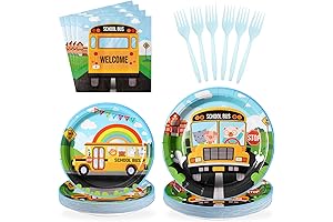 School Bus Party Plates - Set of 96