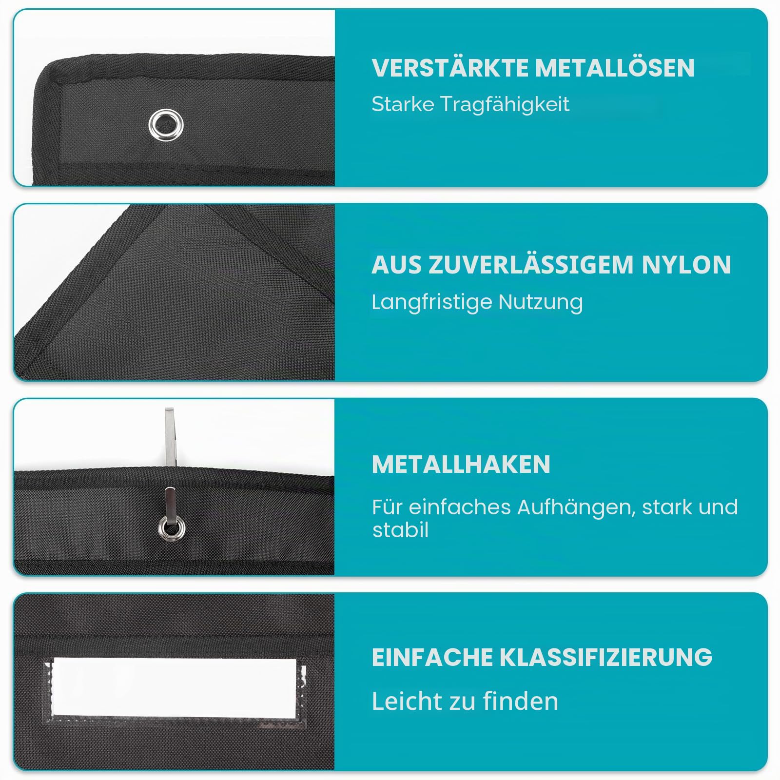 KIKIGOAL Hängemappe mit 30 Fächern, robuste Aufbewahrungstaschentabelle mit 30 Namensschild-Taschen für Aktenordner und Papier, Türhaken, Etiketten (30 Taschen)