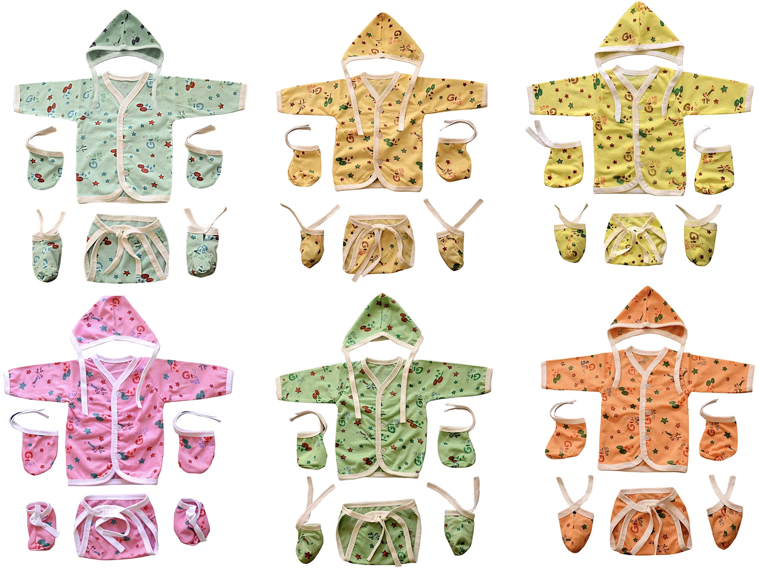 Fareto ® Born Baby Daily Essential Clothing Set (0-3 Months, Multicolour, Pack of 6 with All Different Colors)-picture-15