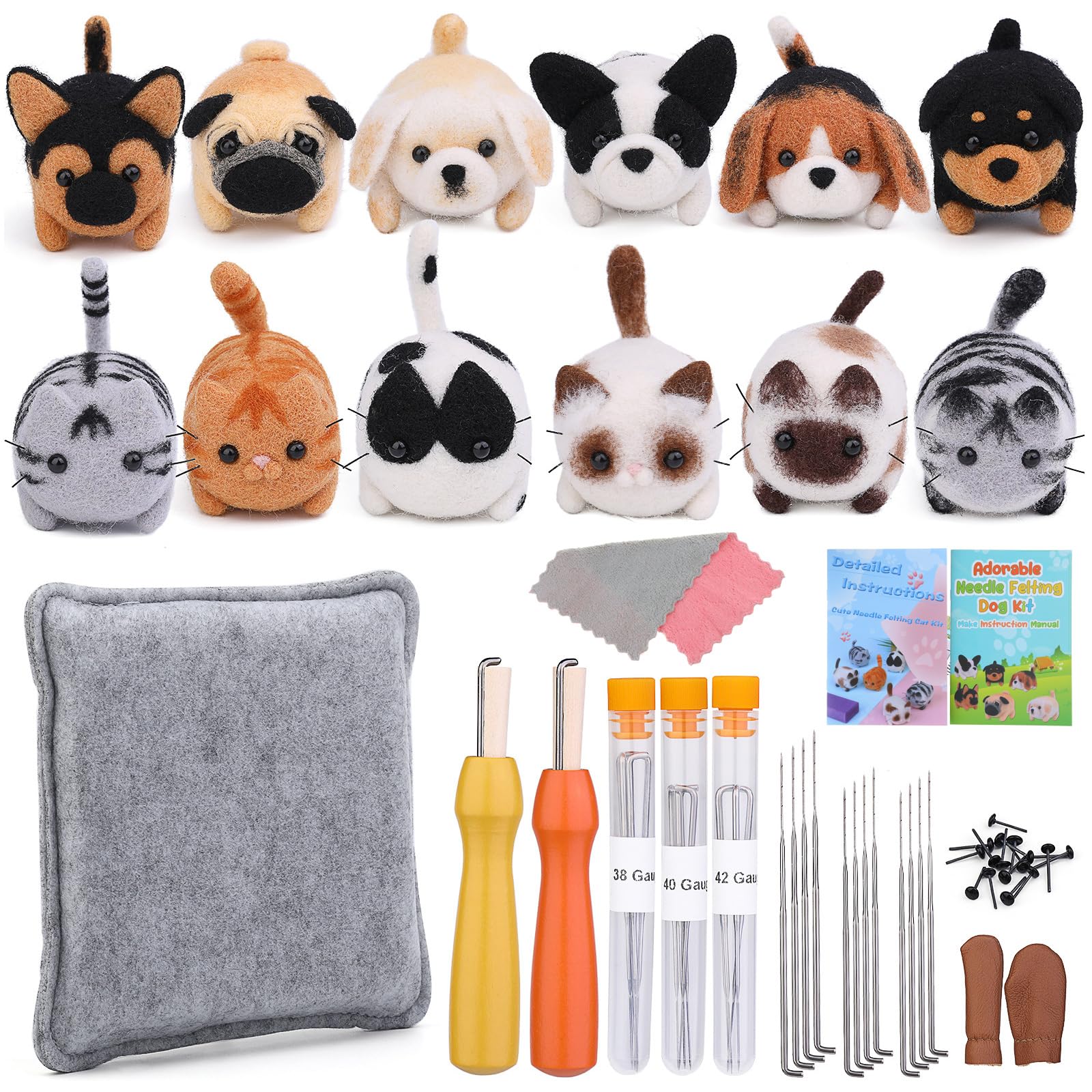 Zkbszn Needle Felting Set Animal Felting Starter Kits with Felting Needle and Instructions Needle Felting Supplies with Tools