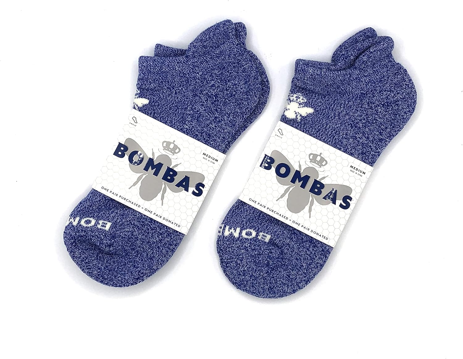 2 Pack Bombas Women's Marls Ankle Socks, (Violet, Medium)