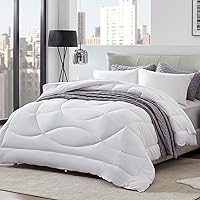 Vista 2 de SLEEP ZONE - Juego de edredón reversible y refrescante tamaño Individual para niños, suave y transpirable para todo el año, color blanco