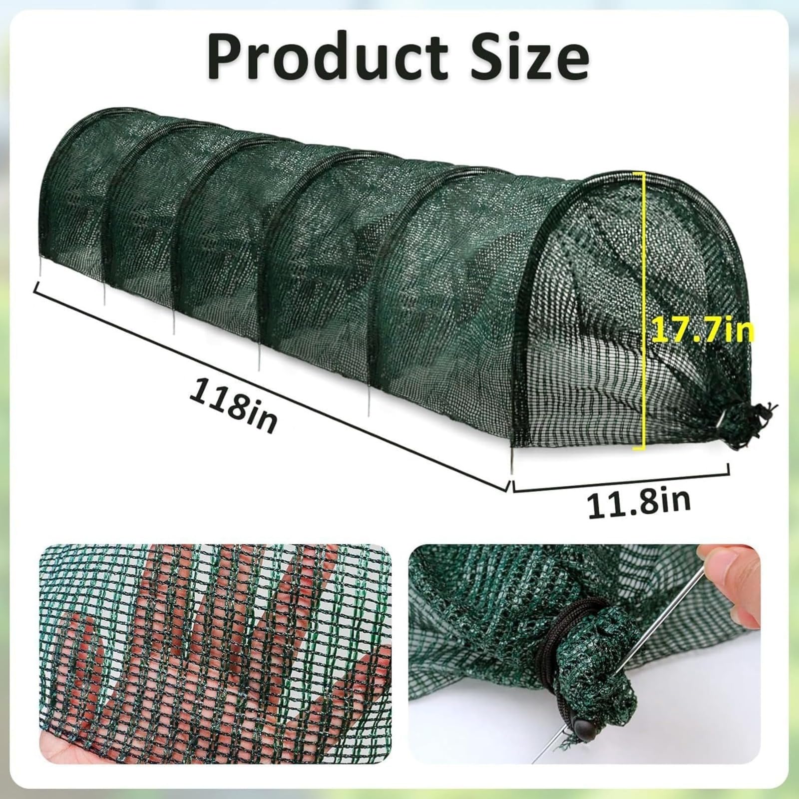 Générique Tunnel de Jardin en Maille, Tunnel de Plantation agricole, 300 x 45 x 45 cm, Résistant au Gel, Protection Contre Les intempéries pour Jardin Potager Protection Contre Le Gel Serre