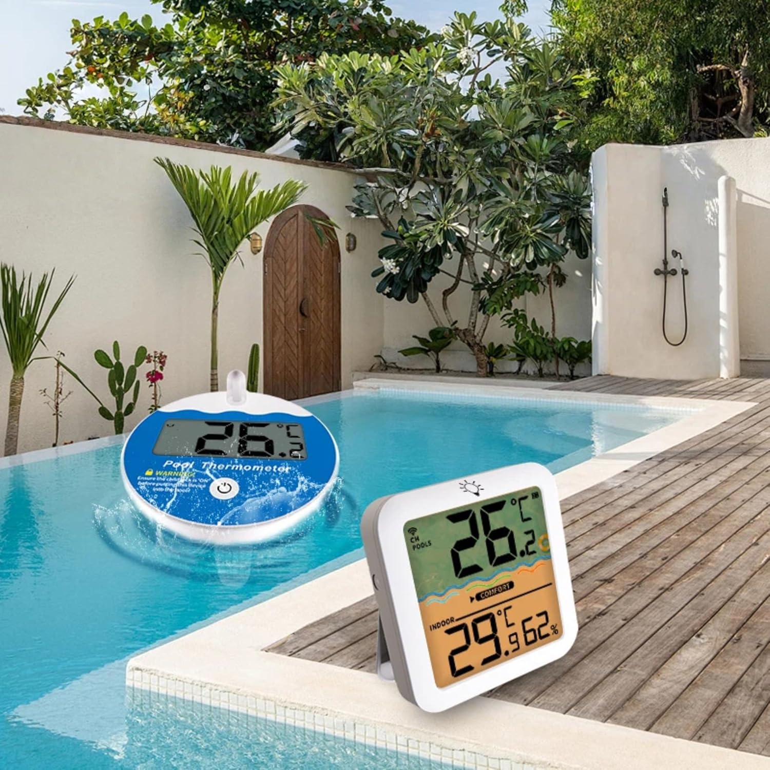 Wireless Pool Thermometer, Digital Pool Thermometer Floating for Swimming Pool, Hot Tub, Aquarium, Pond | Extra-Large Dual Backlit Display for Night Easy Read, 500FT Transmission Distance
