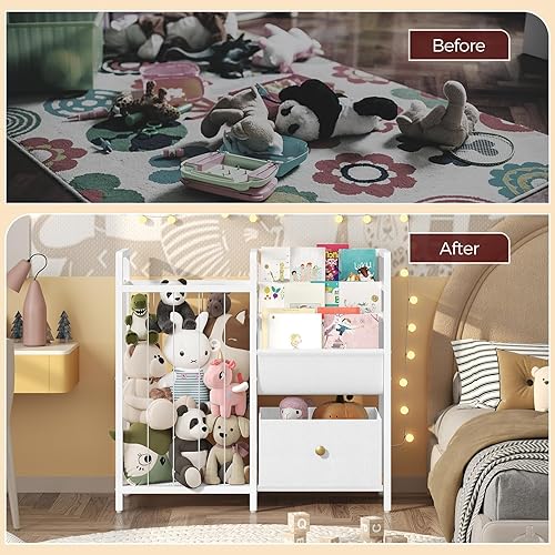 Miniatura 6 de BKBW7801 - Estantería para animales de peluche, estantería y organizador de juguetes para niños, sala de estar, dormitorio, blanco
