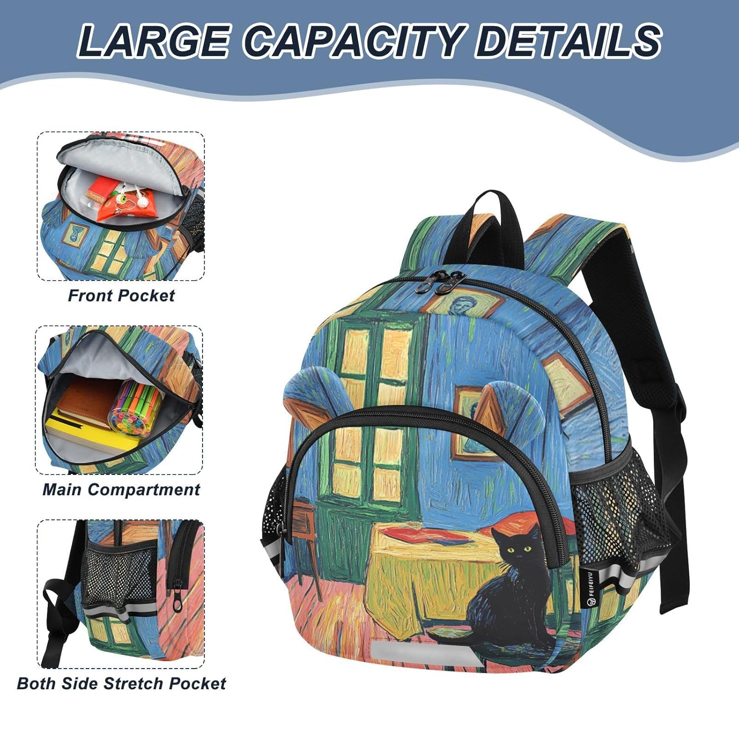 Black Cat Chair Toddler Harness Backpack for Boys Girls 3-6 Years Kids Backpack with Anti Lost Safety Leash Baby Harness Bookbag for Walking Travel Preschool
