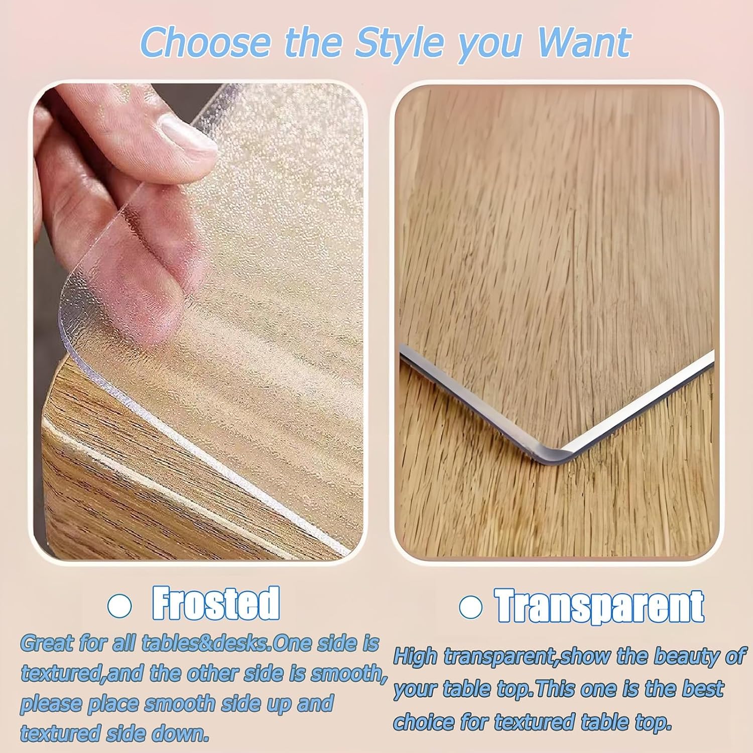 Clear Plastic Furniture Tabletop Cover, 32x33in, 1.5mm Thicken Rectangular End Table Mat, Heatproof Waterproof Vinyl Desk Pad,Transparent Night Stand Dresser Protector