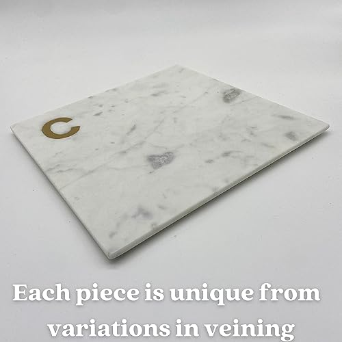 Miniatura 4 de Tabla de queso de mármol con monograma, tablero de charcutería personalizado con inicial de latón, regalo de Navidad y boda para parejas, artículos