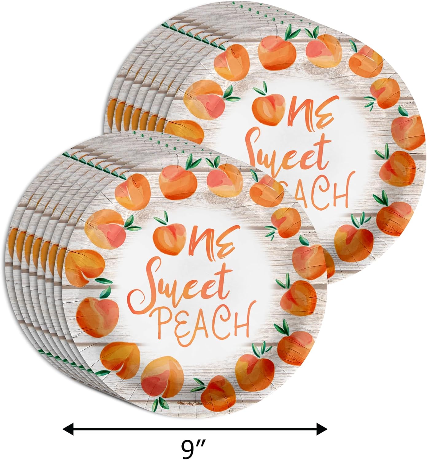 One Sweet Peach 1st Birthday Party Supplies - 64 Piece Girls First Birthday Tableware Set Includes Large 9" Dinner Plates and 8" Dessert Paper Plates Napkins Cups - Kit for 16 - Image 2