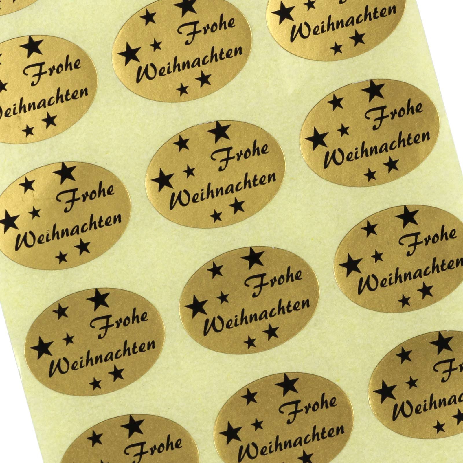 5000 Etiketten/Aufkleber "Frohe Weihnachten" Weihnachtsaufkleber Weihnachtssticker 25 x 18 mm Haftpapier auf Rolle, ab 500 mit Spender
