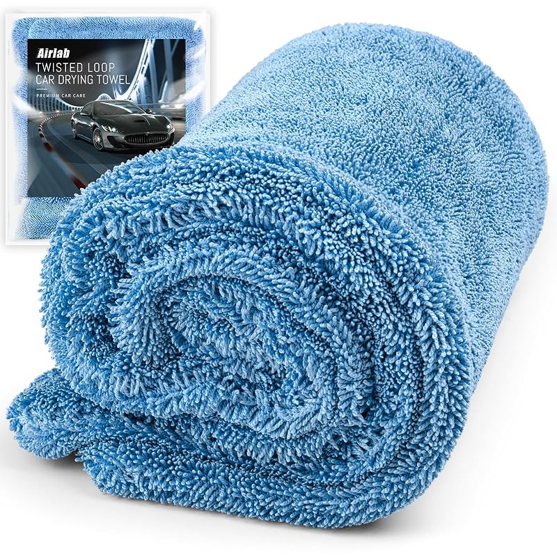 Toalha de Microfibra para Secagem e Detalhamento Automotivo Azul-Claro Airlab 1200 GSM 60,9 x 40,6 cm