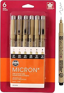 SAKURA Pigma Micron Fineliner Pens - Archival Black Ink Pens - Pens for Writing, Drawing, or Journaling - Assorted Point S...