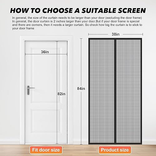 Miniatura 2 de Puerta mosquitera magnética de 36 x 82 pulgadas, modelo 2025, 52 potentes imanes, malla mejorada, fácil de instalar, autosellado, probado
