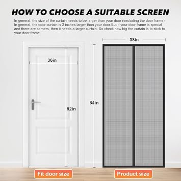 Magnetic Screen Door 36x82 2025 Model, 52 Powerful Magnets, Upgraded Mesh, Easy Install, Self-Sealing, Pet Tested, Tie Backs, Screen Door Mesh