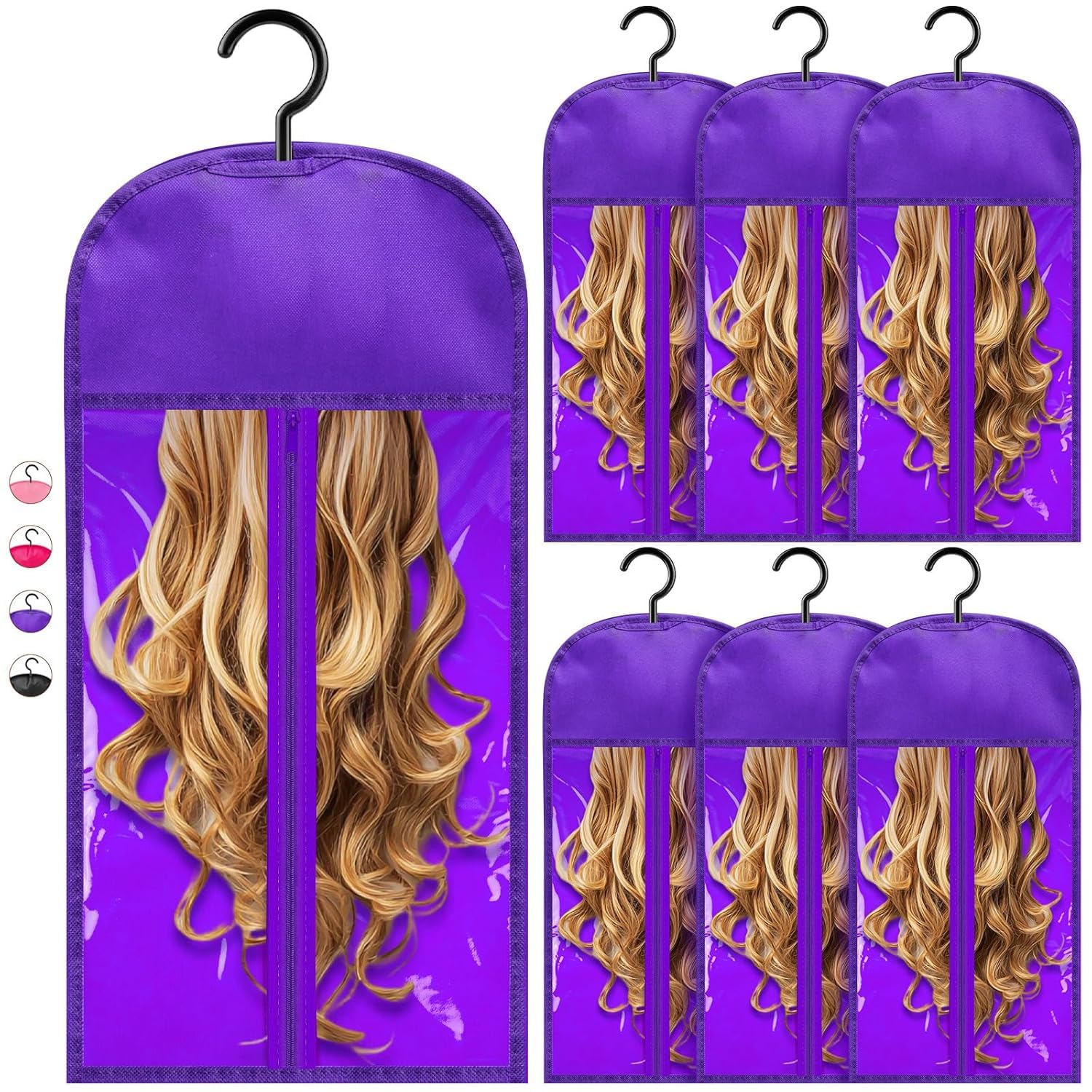 6 Pcs Premium Hair Extension Storage Bag with Hanger