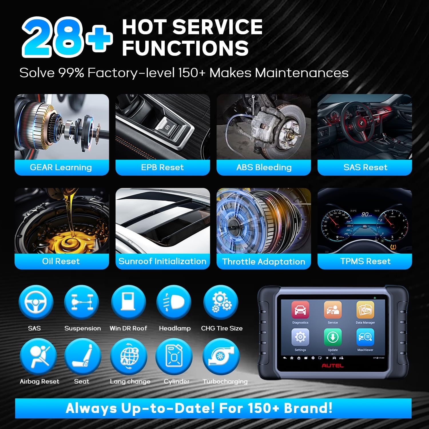 Autel OBD2 Scanner MaxiCOM MK808Z Automotive Diagnostic Tool - Same as MK808S MX808S, Android 11, Bi-Directional Tests as MK900 MX900, 28 Services, Injector Coding, All-System Scan, FCA AutoAuth