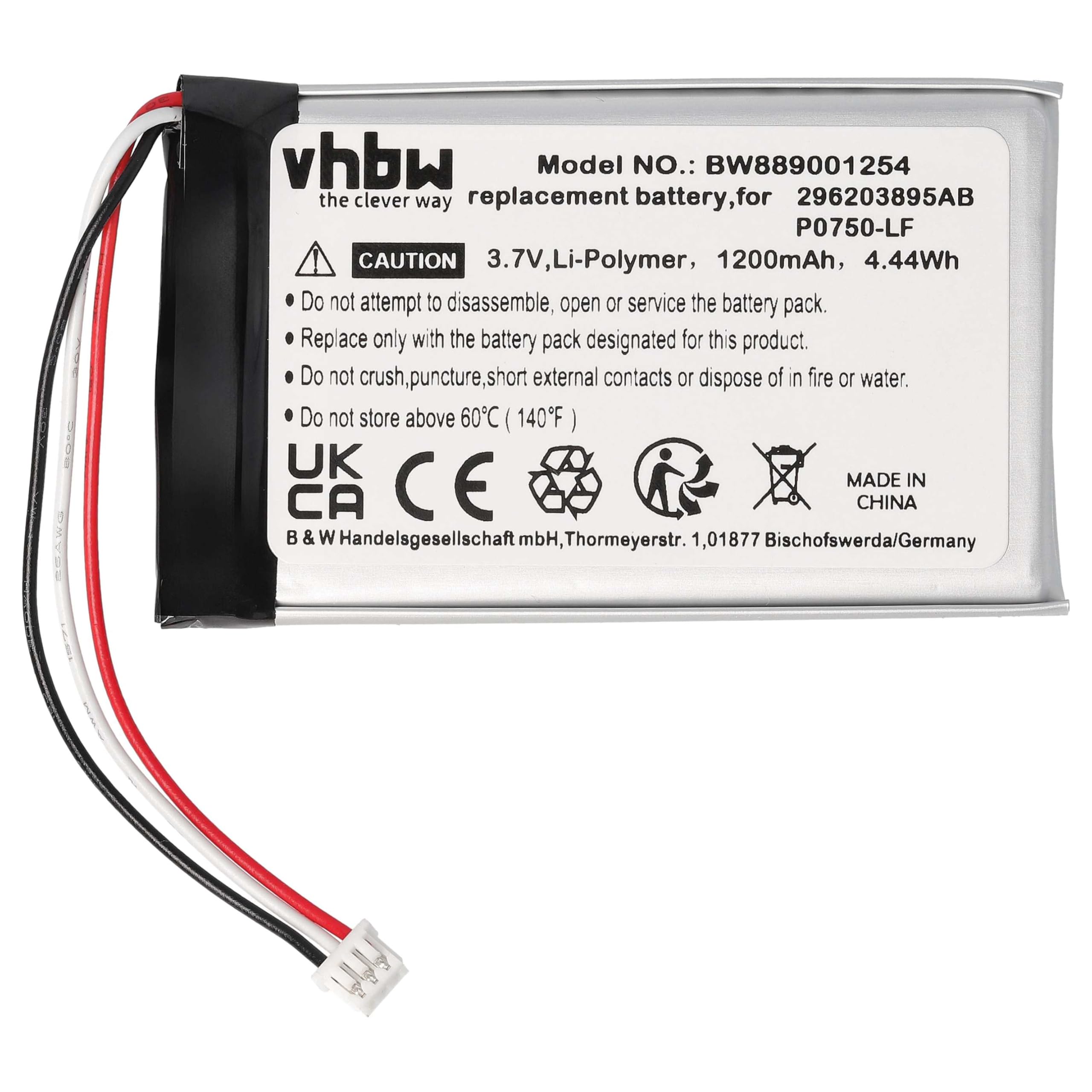 vhbw 5X batería Compatible con Ingenico Link 2500 Lector de Tarjetas Inteligentes NFC, Lector Smart Card (1200 mAh, 3,7 V, Li-Poli)