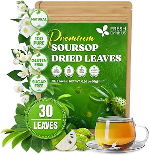 FreshDrinkUS, Premium 30+ Soursop Graviola Dried Leaves, Natural Whole Soursop Leaves, Wildcrafted, Hoja Guanabana, Loose Leaf Herbal Tea, No Gluten, Vegan